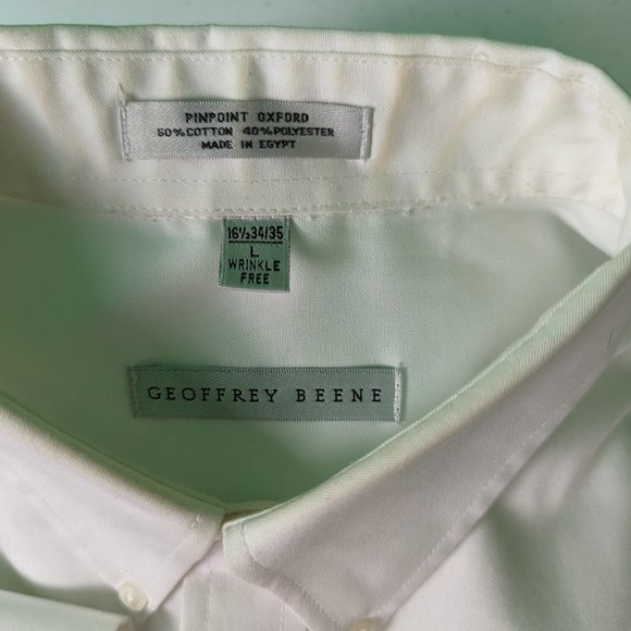 Geoffrey Beene Mens Long Sleeve Button Down White Dress Shirt - Picture 4 of 4